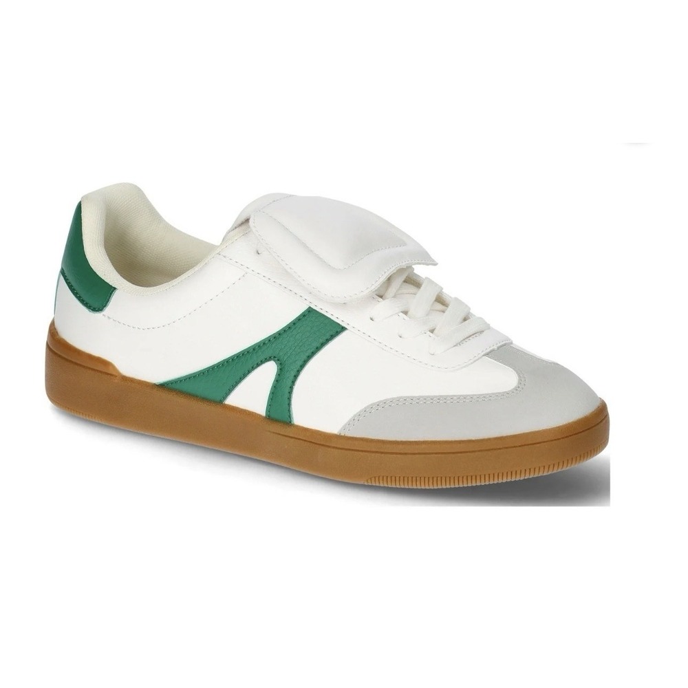 No Boundaries-Women's-Foldover-Lace Up-White-Green-Sporty Sneakers-S 7.5-NWT
